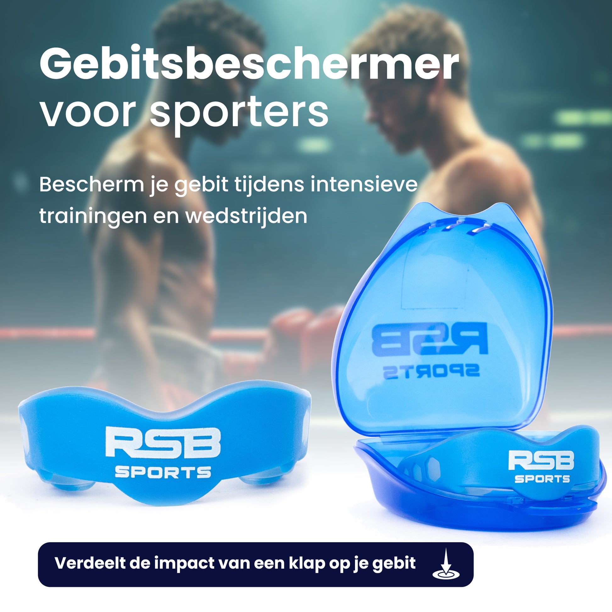 RSB Sports bitje in de ring voor maximale tandbescherming en comfort tijdens intensieve vechtsporten zoals kickboksen en MMA.

